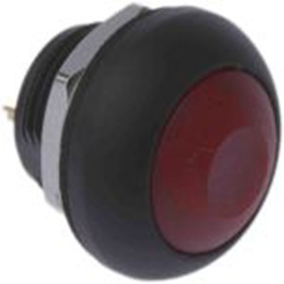 RS PRO,820-7599P, 微型按钮开关, Φ13.6 mm开孔, PCB安装, 瞬时型操作, 红色LED, 单刀单掷, IP40 50 V dc 32 V 交流