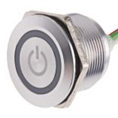 RS PRO,823-2725P, 电容式 触摸开关, 红色, 绿色LED 照明, 30V dc, 1.5 A, 否, 黄铜触点, 瞬时型, IP68