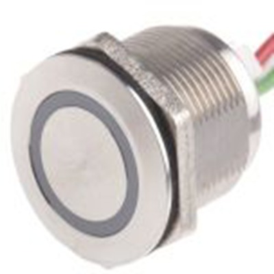 RS PRO,823-2750P, 电容式 触摸开关, 蓝色LED 照明, 30V dc, 1.5 A, 否, 黄铜触点, 瞬时型, IP68