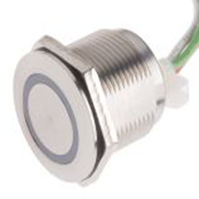 RS PRO,823-2766P, 电容式 触摸开关, 蓝色LED 照明, 30V dc, 1.5 A, 否, 黄铜触点, 闭锁, IP68