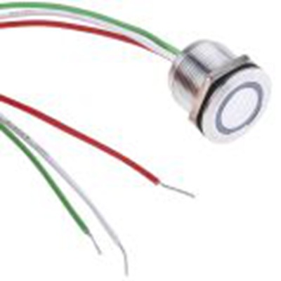 RS PRO,823-2769P, 电容式 触摸开关, 绿色LED 照明, 30V dc, 1.5 A, 否, 黄铜触点, 瞬时型, IP68