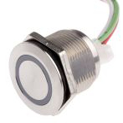 RS PRO,823-2788P, 电容式 触摸开关, 红色LED 照明, 30V dc, 1.5 A, 常闭, 黄铜触点, 瞬时型, IP68