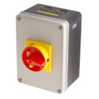 RS PRO,860-9548, 3 隔离开关, 3极, 面板安装 80 A, IP65 37 kW, 红色把手
