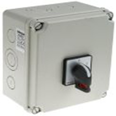 RS PRO,860-9557, 1 隔离开关, 2极, 面板安装 32 A, IP65 37 kW, 黑色把手