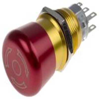 RS PRO,877-1968, 紧急停止按钮, 面板安装, 双刀双掷触点, IP65