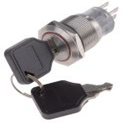 RS PRO,877-1993, 2档 钥匙开关, 双刀双掷, 5 A触点, 焊接端子, IP40, AV12系列