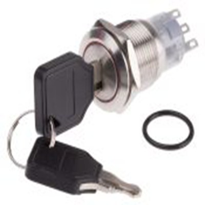 RS PRO,877-2006, 3档 钥匙开关, 单刀双掷, 5 A触点, 焊接端子, IP40, AV03系列
