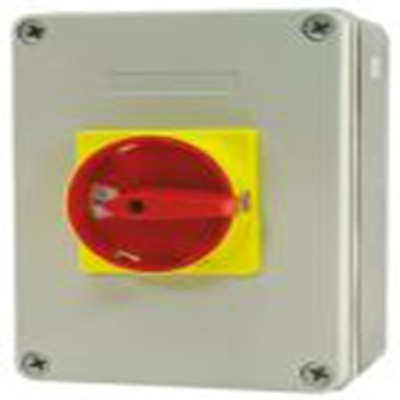 RS PRO,773-7960, 3 隔离开关, 4极, 面板安装 25 A, IP65 11 kW, 红色把手