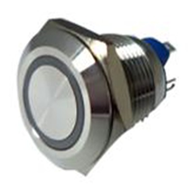 RS PRO,111-6527, 照明 按钮开关, Φ12 mm开孔, 面板安装, 瞬时型操作, 蓝色LED, 单刀单掷, IP65, IP40 36 V dc