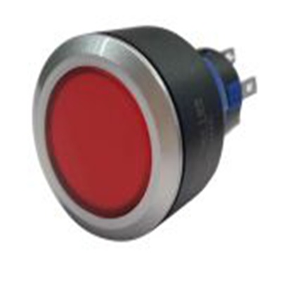 RS PRO,175-8224, 照明 按钮开关, Φ22.2 mm开孔, 面板安装, 瞬时型操作, 红色LED, 单刀双掷, IP65 36 V dc 250 V 交流, KPB22系列