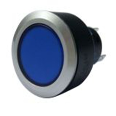 RS PRO,175-8260, 照明 按钮开关, Φ22.2 mm开孔, 面板安装, 瞬时型操作, 蓝色LED, 单刀双掷, IP65 36 V dc 250 V 交流, KPB22系列