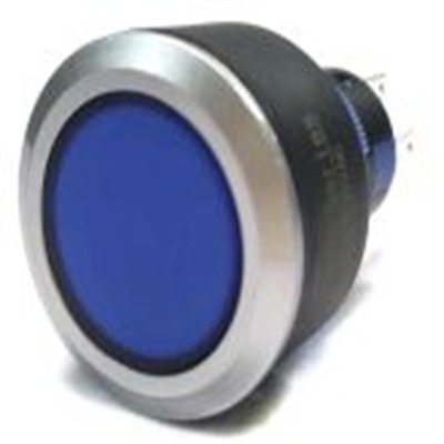 RS PRO,175-8273, 照明 按钮开关, Φ22.2 mm开孔, 面板安装, 瞬时型操作, 蓝色LED, 双刀双掷, IP65 36 V dc 250 V 交流, KPB22系列