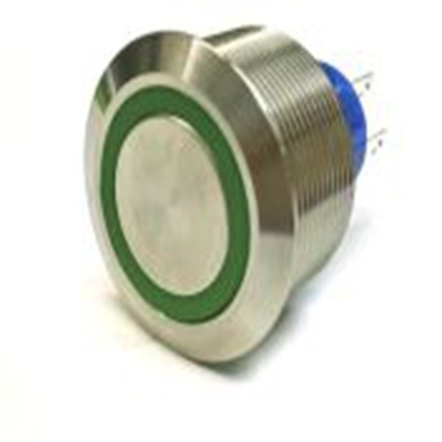 RS PRO,175-9096, 照明 按钮开关, Φ25.2 mm开孔, 面板安装, 瞬时型操作, 绿色LED, 单刀双掷, IP40 36 V dc 250 V 交流, MPB25系列