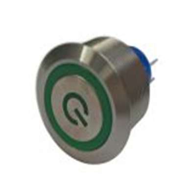 RS PRO,175-9085, 照明 按钮开关, Φ25.2 mm开孔, 面板安装, 瞬时型操作, 绿色LED, 单刀双掷, IP40 36 V dc 250 V 交流, MPB25系列