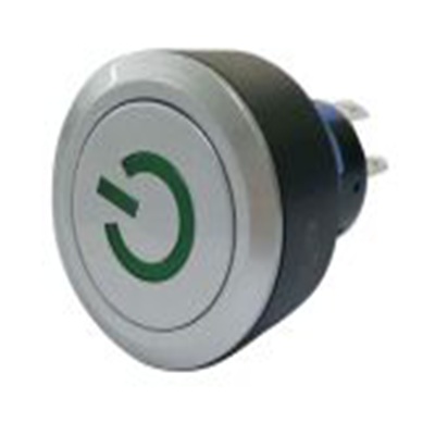 RS PRO,175-8419, 照明 按钮开关, Φ22.2 mm开孔, 面板安装, 瞬时型操作, 绿色LED, 单刀双掷, IP65 36 V dc 250 V 交流, KPB22系列