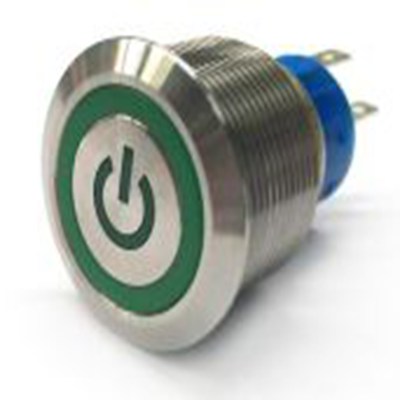 RS PRO,175-9678, 照明 按钮开关, Φ22.2 mm开孔, 面板安装, 瞬时型操作, 绿色LED, 单刀双掷, IP40 12 V dc 250 V 交流, MPB22系列