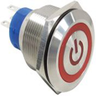 RS PRO,175-9698, 照明 按钮开关, Φ22.2 mm开孔, 面板安装, 瞬时型操作, 红色LED, 单刀双掷, IP40 12 V dc 250 V 交流, MPB22系列
