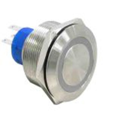 RS PRO,175-9255, 按钮开关, Φ25 mm开孔, 面板安装, 银色 圆形, 单刀单掷, IP40