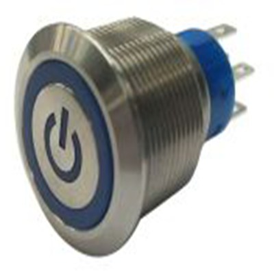 RS PRO,175-9276, 照明 按钮开关, Φ22.2 mm开孔, 面板安装, 瞬时型操作, 蓝色LED, 双刀双掷, IP40 36 V dc 250 V 交流, MPB22系列