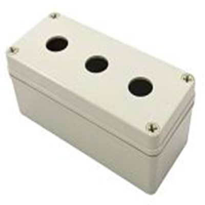 RS PRO,182-8657,三孔 按钮盒, Φ22.5 mm孔径, 灰色 塑料外壳, IP66, 最高120 °C, 70 mm x 180 mm x 80 mm