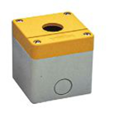 RS PRO,194-7456,1孔 按钮盒, Φ22 mm孔径, 灰色, 黄色 ABS外壳, IP65, 最高-25 °C, 70 mm x 51 mm x 51 mm, CCS系列