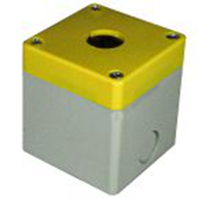 RS PRO,194-7459,1孔 按钮盒, Φ22 mm孔径, 灰色, 黄色 ABS外壳, IP65, 最高-25 °C, 70 mm x 74 mm x 74 mm, CCS系列