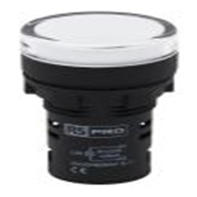 RS PRO,791-8579, 白色 圆形 指示灯, Φ22 mm开孔, LED, 12 V ac/dc, 20 mA, 聚碳酸脂主体, 面板安装, IP65 LEDtec系列