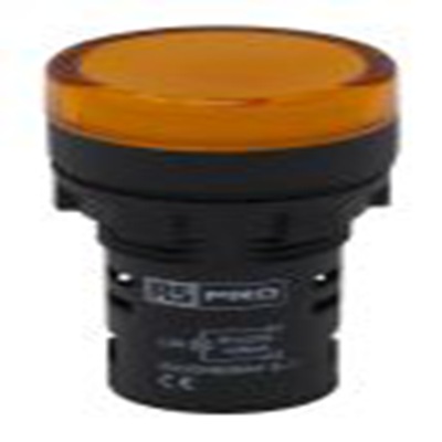 RS PRO,791-8589, 黄色 圆形 指示灯, Φ22 mm开孔, LED, 12 V ac/dc, 20 mA, 聚碳酸脂主体, 面板安装, IP65 LEDtec系列