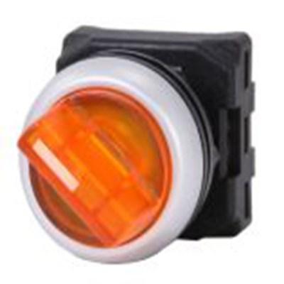 RS PRO,188-1161, 2档 照明 选择器开关头, Φ22 mm开孔 琥珀色, 弹簧复位, IP65