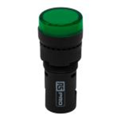 RS PRO,271-7475, 绿色 圆形 指示灯, Φ16 mm开孔, LED, 24 V ac/dc, 面板安装, IP44