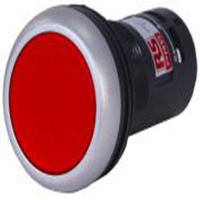 RS PRO,145-0611, 按钮开关, Φ22 mm开孔, 面板安装, 红色 圆形 塑料, 单刀双掷, IP65