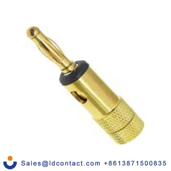 RS PRO,208-0280,4 mm, 公 香蕉插头, 黑色, 30 V, 传输式, 42 mm长, 镀金色